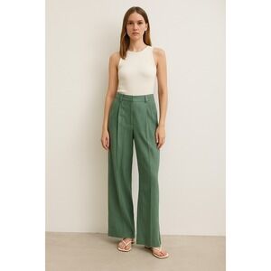 Third Form Wide‎ Leg Pants Womens 4 Green Pleated Preppy Glam Australia Beach